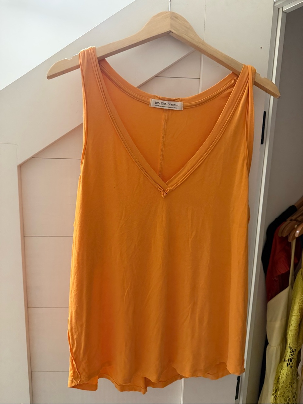 We The Free Bright Orange V-Neck Tank